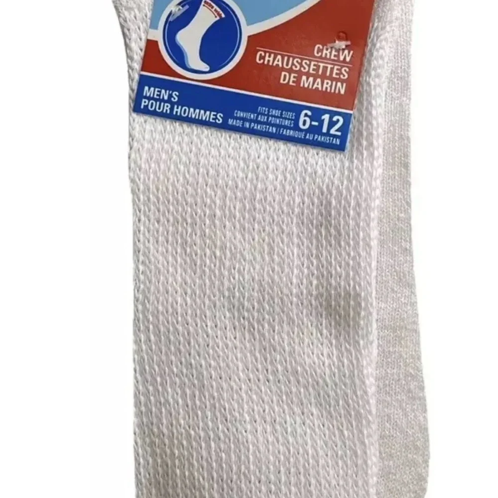 3 PAIRS MENS DIABETIC CREW SOCKS DIABETES COMFORT CUSHIONED SOLE 6-12 WHI…